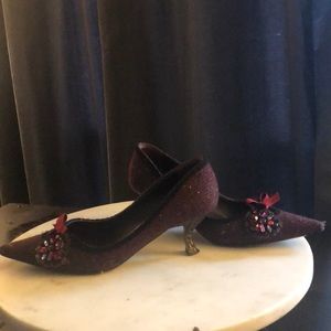 Vintage Prada tweed with brooch pump